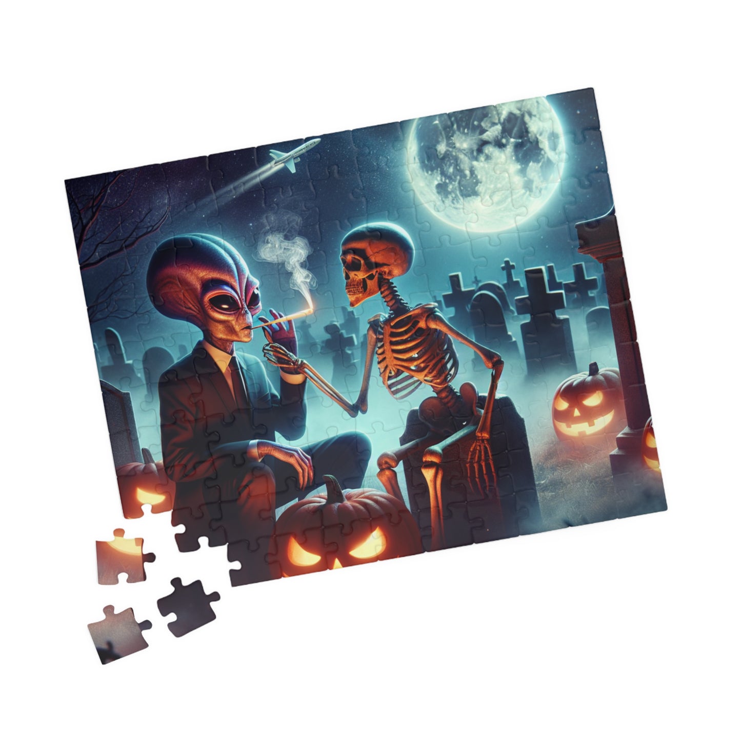 Alien/Skeleton Halloween Puzzle (110, 252, 520, 1014-piece)