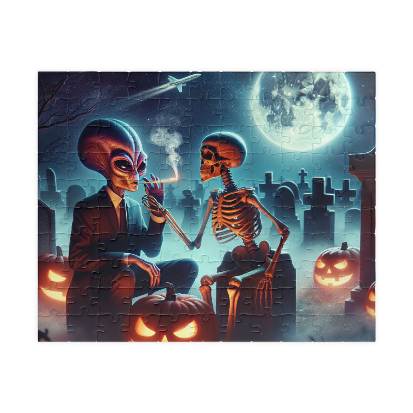 Alien/Skeleton Halloween Puzzle (110, 252, 520, 1014-piece)